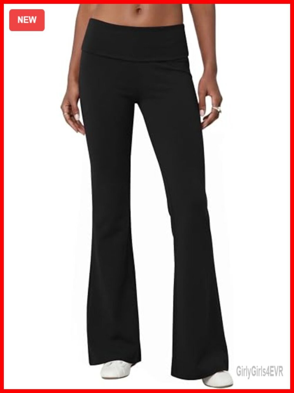 Fold Over Flare Leggings Y2K Lounge Sweatpants Workout Joggers Slim Fit